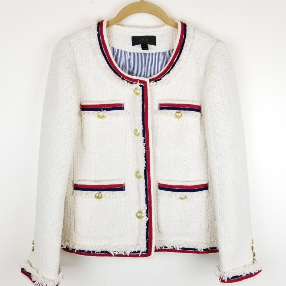 NWT J.Crew Nautical Fringy Tweed Lady Jacket